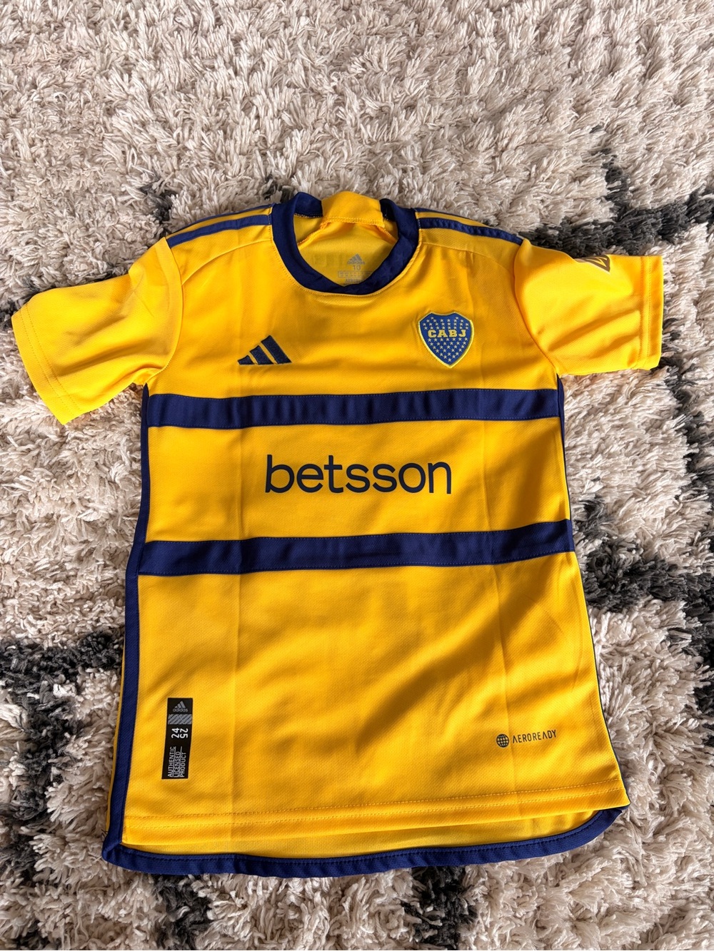 adidas Kids Yellow and Blue Soccer Jersey - Boca Juniors Style - NWOT